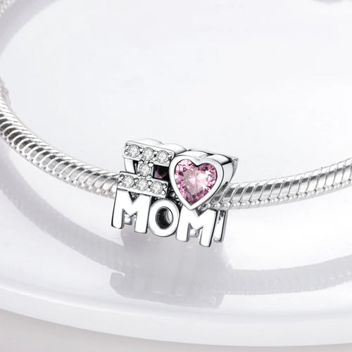 Mother's Day Theme I ❤️ MOM Charm Beads Fits 3mm Bracelet Bangle Necklace For Women Pendant Luxury DIY Jewelry Making Fine Gifts